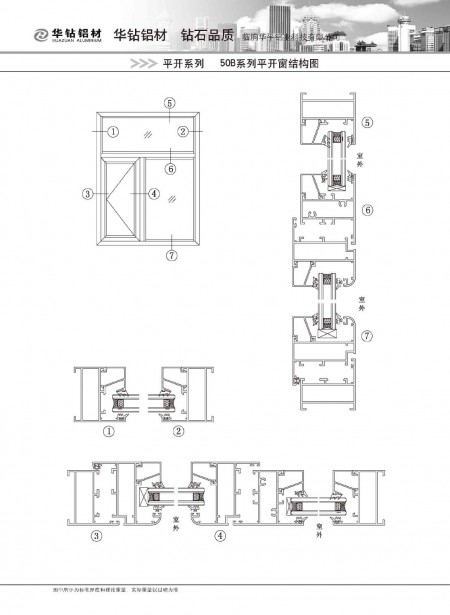 50B系列平開(kāi)窗結(jié)構(gòu)圖